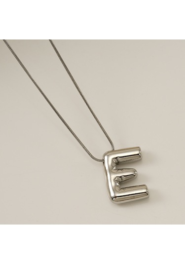 Relaxed Tombul Gümüş Parlak 26 İngilizce Kabarcık Harfler Kolye Hip Hop Kolye Klavikula Zinciri-a Beyaz