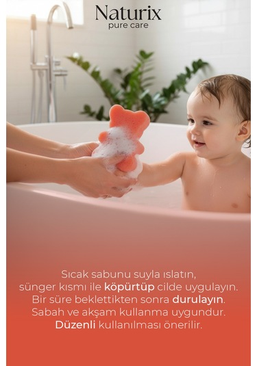 Naturix Ayıcık Şekilli Süngerli Çilekli Çocuk Sabunu 150 G