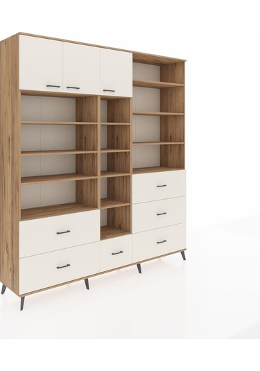 Hyperion Dolap 17 Raflı 6 Çekmeceli 3 Kapaklı 220x44x243 Çam-aytaşı/aytaşı Aytası/aytası