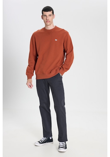 Regular Fit Normal Kesim Bisiklet Yaka Pamuk Tarçın Sweatshirt L81IRY970 Tarçın