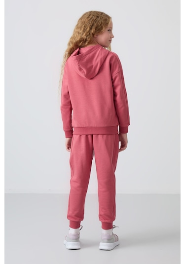 Tommy Life Yaban Gülü Pamuklu İçi Tüylü Yumuşak Dokulu Standart Fit Nakışlı Kız Çocuk Eşofman Takım - 75148 Gül Kurusu