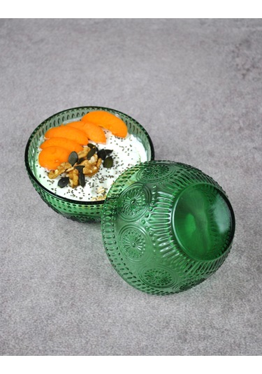 2 Adet Zümrüt Yeşili Cam Bowl Kase Çorba Sunum Kahvaltılık Yulaf