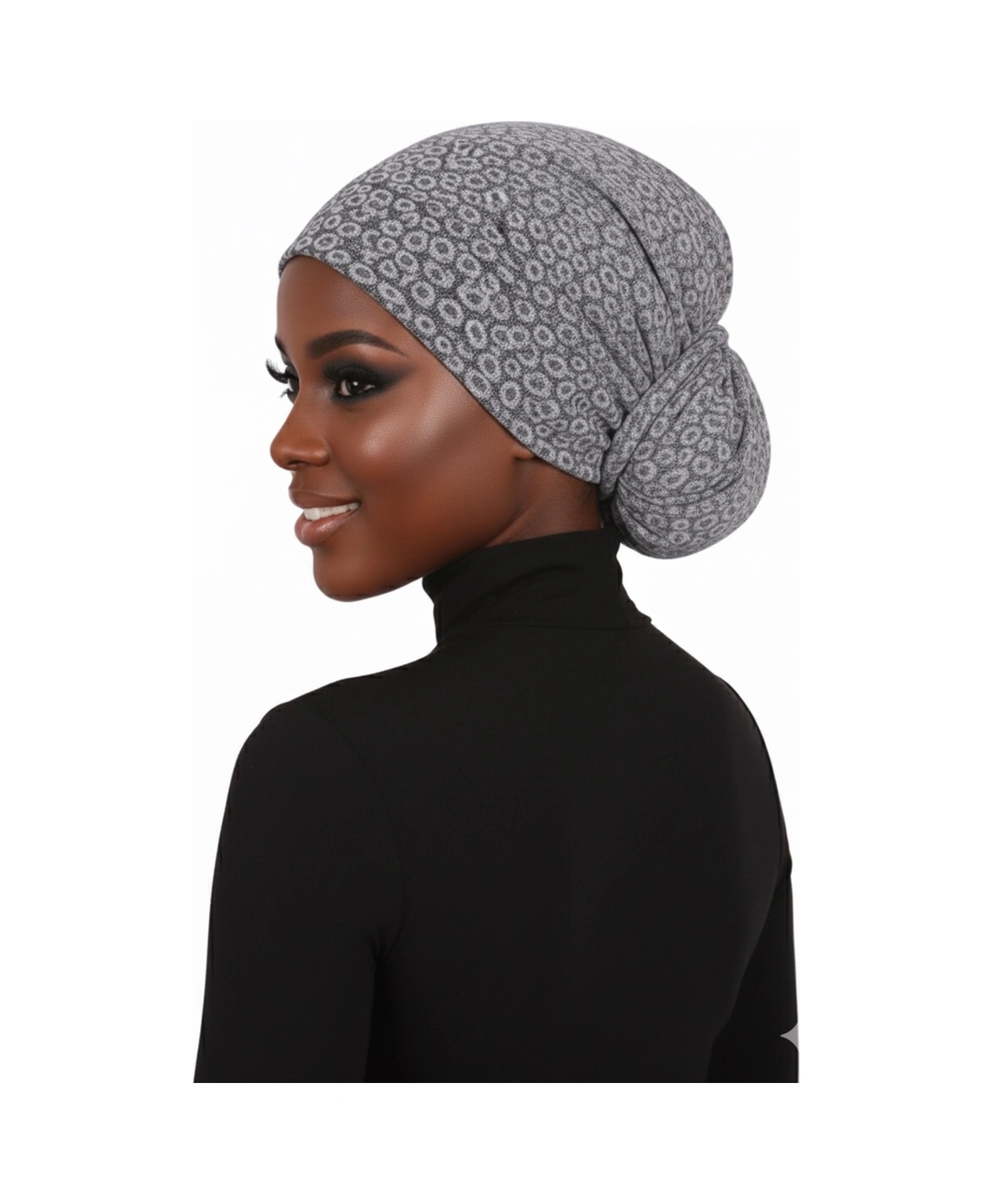 Topuzlu Brokar Gri Hazır Türban Tesettür Bone Gri