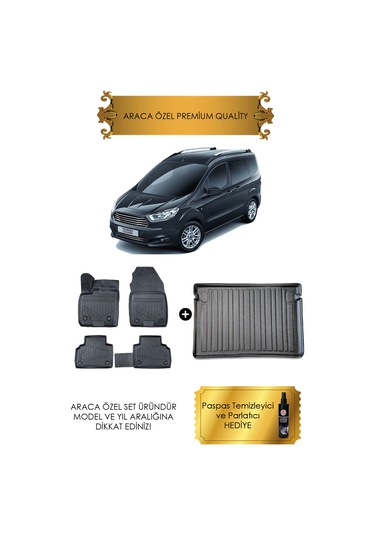 Ford Courier 2014 Ve Sonrası Araca Özel 4d Premium Havuzlu Paspas Ve Bagaj Seti Hediyeli