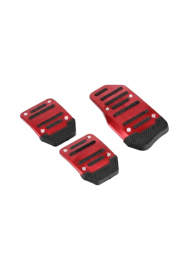 Universal Manuel Metal Pedal Seti 3 Parça Kırmızı