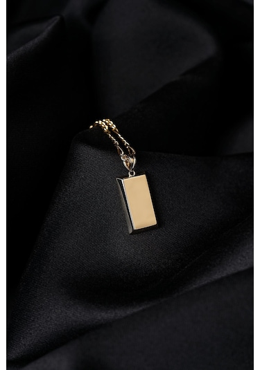 14 Ayar Altın Külçeli Figaro Zincir Erkek Kolye Pembe Altın