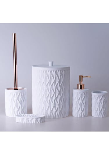 By Selim Home Artemis Beyaz Polyester 5 Parça Banyo Seti Beyaz