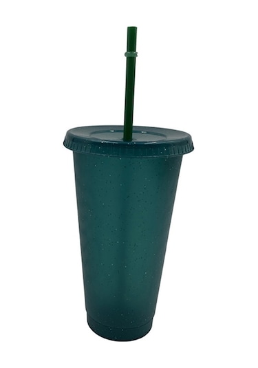 Su Şişesi Parlak Soğuk Kapaklı Bardak Saman İçme Bardağı Taşınabilir Yeniden Kullanılabilir Bardak