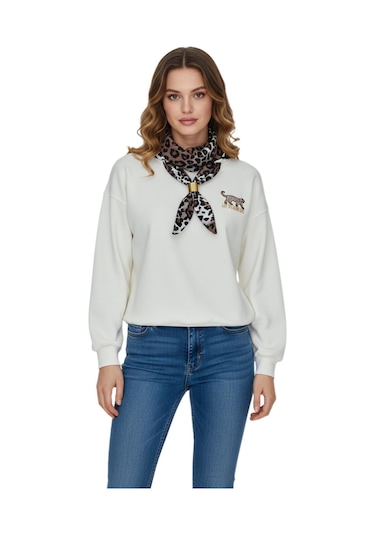 Baglan Kadın Spor Sıfıryaka Sweatshirt Fular Lı Bgl-st05062 Krem