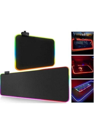 Led Aydınlatmalı Oyuncu Mouse Pad'i - Rgb - Boyut Seçin Siyah 80x30 Cm