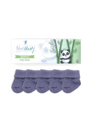 Novibaby 5'li Bambu Yenidoğan Bebek Çorabı I Cloud I 0-6 ay "Karışık Renkli"