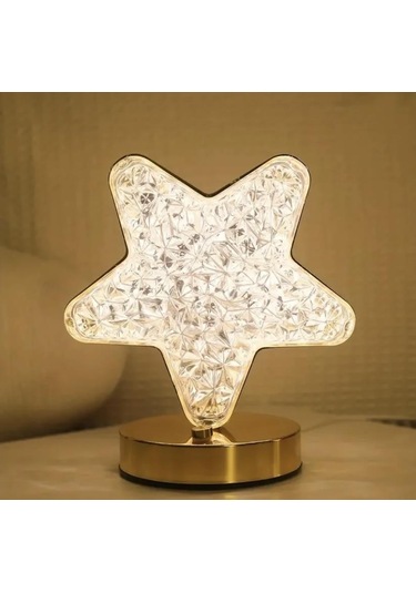 Usb Şarjlı Dokunmatik 3 Modlu Masa Üstü Yıldızlı Şarjlı Gece Lambası-1912 Çok Renkli