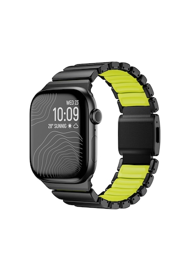 Watch 10 46mm Kordon Krd-151 Metal Silikon Kordon Siyah-yeşil