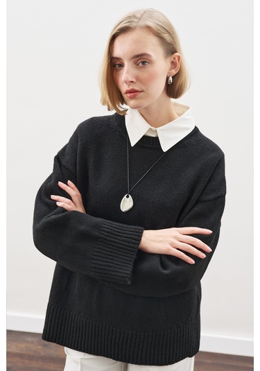 Chunky Oversıze Kazak Siyah Siyah