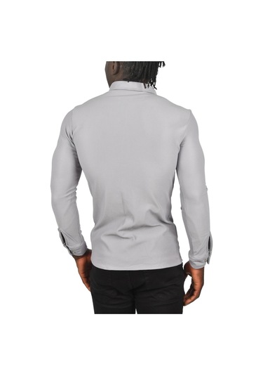 Deepsea Erkek Gri Fitilli Uzun Kollu Gömlek 2500805 Gri