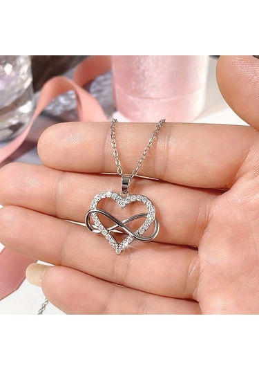 Sonsuzluk Kalpli Bayan Kolye Gümüş - Beyaz