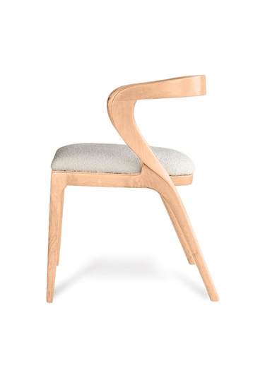 Akrep Beyaz Kumaş Natural Ahşap Sandalye