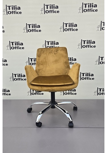 Maki Çalışma Ve Çocuk Koltuğu Krom Yonca Ayak Hardal Sarısı