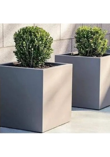 Mofiba Fiberglass Saksı Kare 30cm 30cm 30h Cm Gri