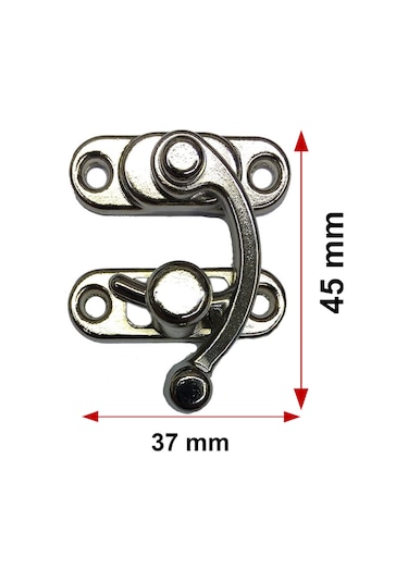 2 Adet Büyük Boy Yay Gözü Kancalı Kilit Nikel Kutu Sandık ve Kapak Klipsi 37x45 mm