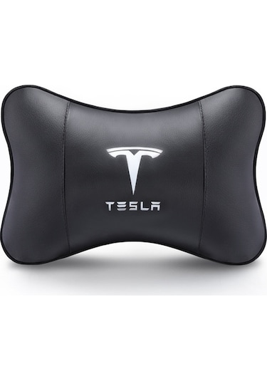 Tesla Logolu Siyah Oto Boyun Yastığı
