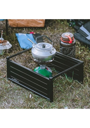 Pazly Barbekü Pikniği İçin Katlanır Kamp Masa, Alüminyum Alaşım, Taşınabilir, Hafif, S Açık Sırt Çantası Siyah