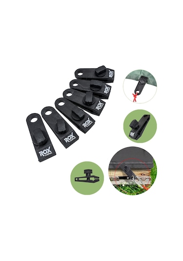 Rox Camping 0113 Abs Tarp Kamp Çadır Tente Branda Klipsi - 6  Adet Siyah