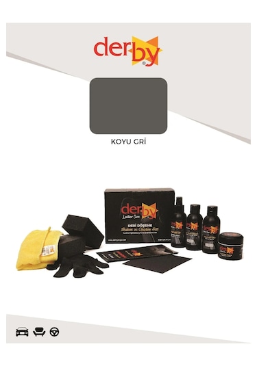 Derby Koyu Gri Deri Döşeme Boyama Ve Onarım 4 Lü Set