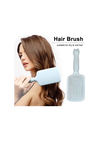 Singree Kedi Desenli Kare Şekilli Antistatik Akne Saç Tırnağı, Uzun Saçlar İçin Erkek/kadın Kullanıma Uygun, Kafa Derisi Masajı Sağlar - Mavi