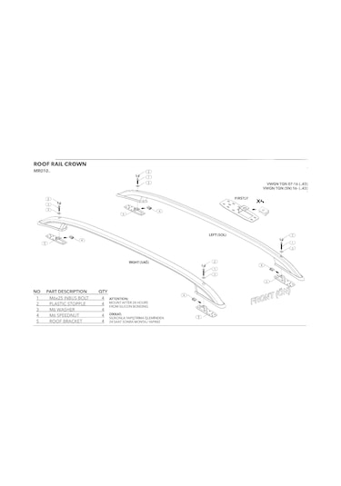 TİGUAN PORTBAGAJ TAVAN ÇİTASI 2007 2008 2009 2010 2011 2012 2013