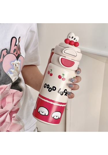 550ml Çift Katmanlı Kapak 316 Paslanmaz Çelik Termos Kabı Kırmızı