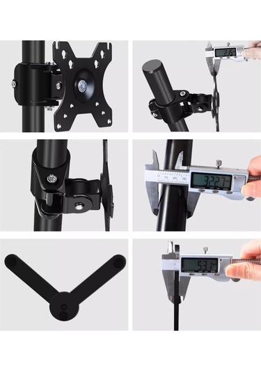 Tek Monitör Masa Standı, Yükseklik Ayarlamalı Bağımsız Çelik Monitör Tutucu, 17'-32 'monitörler İçin