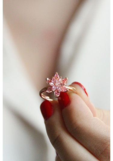 Argentum Concept 925 Ayar Gümüş Pembe Lotus Çiçeği Yüzük - Y023401