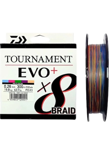 Daiwa Tournament Evo+ 300m 0.26mm 8x Multi Color İp Misina
