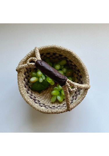 Homyl El Dokuması Piknik Sepeti Açık Seyahat Pazarı Için Kahverengi