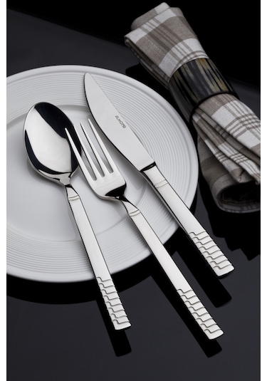 Almond Platin Sade Yemek Çatalı Düzine 12'Li Gümüş