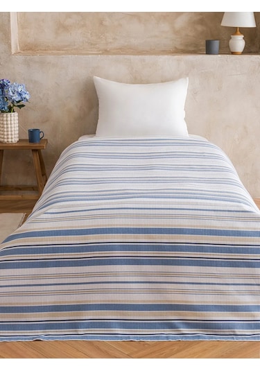 Karışık Çizgili Tek Kişilik Pike 160x220 Cm Çok Renkli