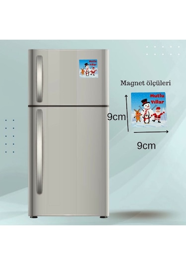 Yeni Yıl-yılbaşı Hediyesi Magnet 1 Adet -9x9 Cm Buzdolabı Magneti