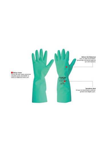 5 Çift Kimyasal Nitril Eldiven Starline Stl-1815 Ajklmnopt En 388: 4101x 10-10,5 Beden