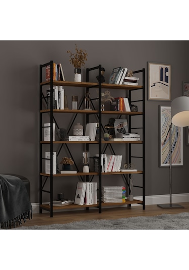 6 Raflı Metal Kitaplık İki Modül-metalk02-nevada