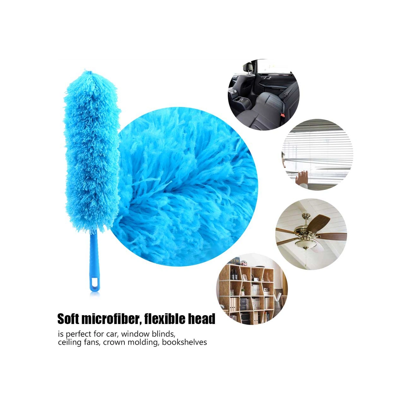 Yaleker Ev Ve Araç İçin Yıkanabilir, Esnek, Uzatılabilir Elektrostatik Mikrofiber Toz Süpürgesi Mor Mor