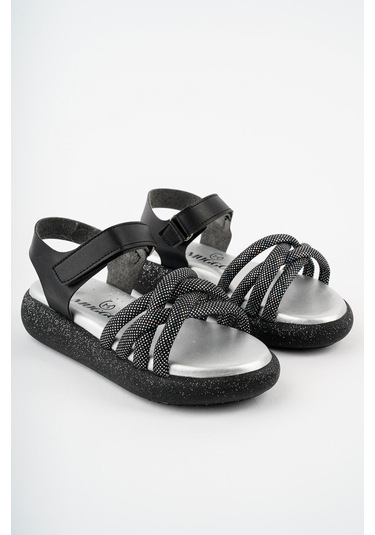 Muggo Jazz Garantili Günlük Ortopedik Hafif Taban Örgü Detaylı Cırtlı Kız Çocuk Sandalet 001