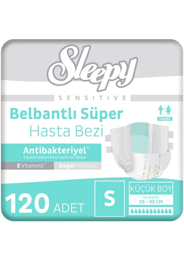 Sleepy Sensitive Antibakteriyel Süper Yetişkin Hasta Bezi Small 30x4 120 Adet S