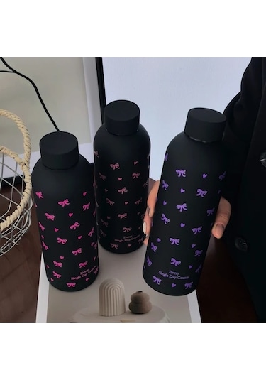 Trendooze Temiz Pembe Kurdeleli 17 Oz Paslanmaz Celik Termos Sıcak Soguk Içicekler Seyahat Spor Gaojunshop01 Desenli Paslanmaz Pembe