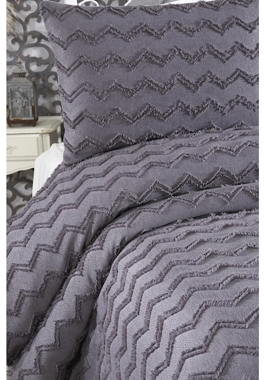 Çeyiz Diyarı Lumpa 2 Parça Tek Kişilik Pike Takımı Antrasit Antrasit