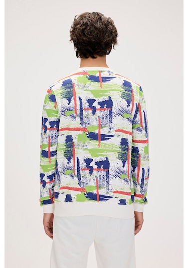 Bad Bear Flame Beyaz Erkek Baskılı Sweatshirt-beyaz Beyaz