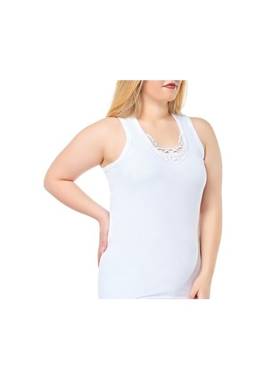 6'Lı Paket Seher Yıldızı Bayan Geniş Askılı Güpürlü Pamuklu Atlet