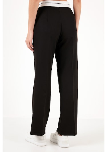 Lela Yüksek Bel Regular Fit Geniş Paça Bayan Pantolon 611Pl061 Siyah