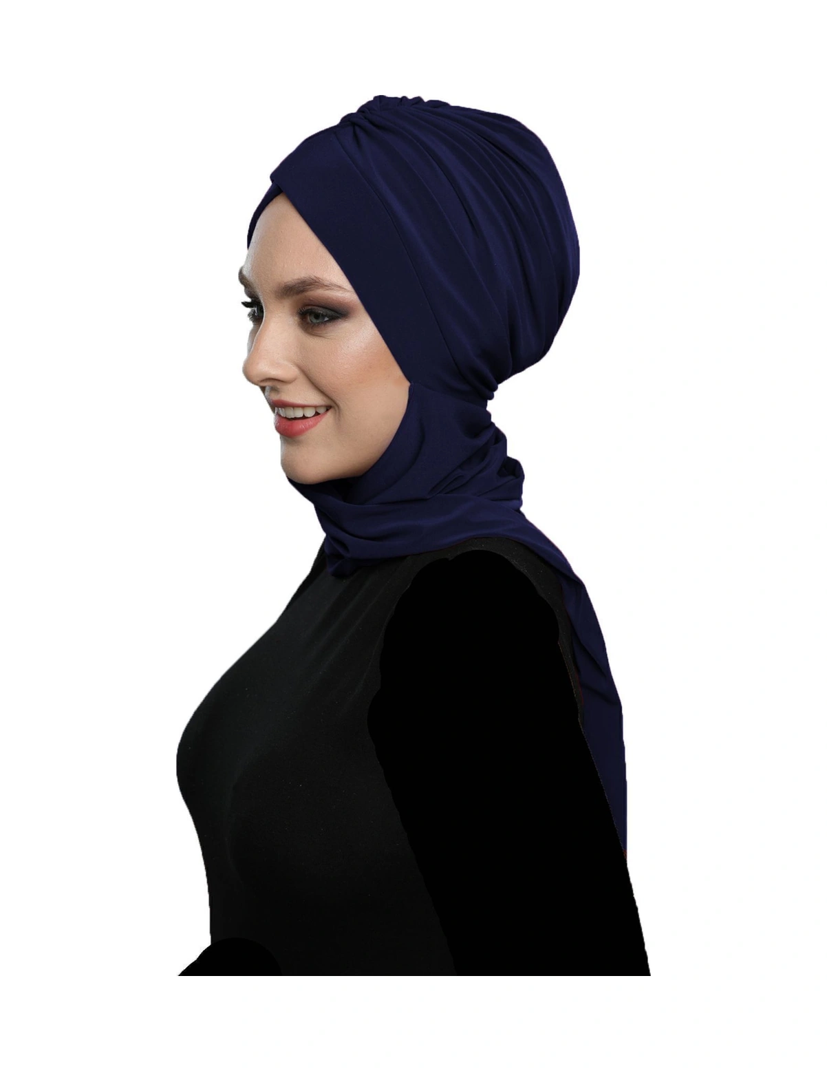 Kardelen Atkılı Astarlı Lacivert Hazır Türban Tesettür Havuz Ve Dış Bone Lacivert