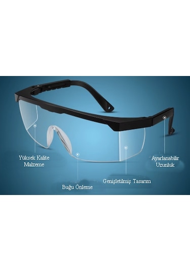 5 Adet İş Güvenlik Gözlüğü Kulak Ayarlı Koruyucu Gözlük Şeffaf